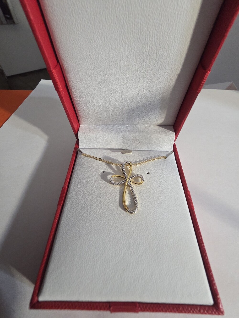 Gold and Silver Cross Pendant Necklace - Women's Jewelry
